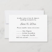 メニュー選択によるウェディングRSVP文字応答 出欠カード (正面)