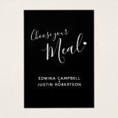 メニュー選択メニューのオプションのスクリプト文字ブラックカード (正面)