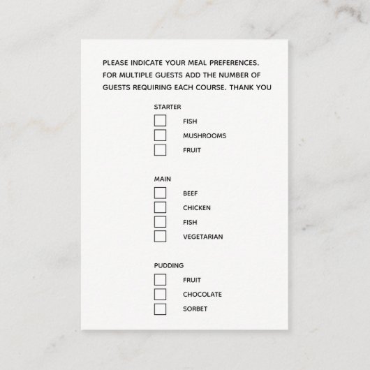 メニュー選択メニューのオプションのスクリプト文字ブラックカード エンクロージャーカード (裏面)