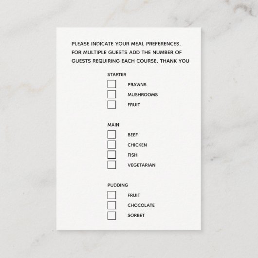 メニュー選択メニューのオプションはっきりした文字ブラックフォト エンクロージャーカード (裏面)