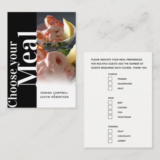 メニュー選択メニューのオプションはっきりした文字ブラックフォト エンクロージャーカード (正面/裏面)