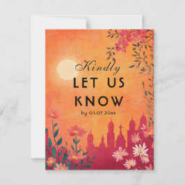 メニュー選択付きサンセットセレーデ結婚ーズ 出欠カード