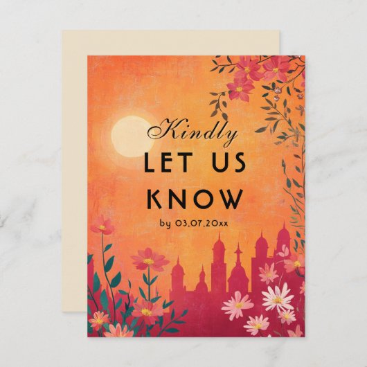 メニュー選択付きサンセットセレーデ結婚ーズ 出欠カード (正面/裏面)