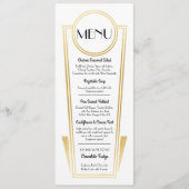 メニュー金ゴールドの白の披露宴を結婚するエレガントなアールデコ メニュー (正面)