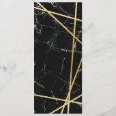 メニュー黒い大理石の金ゴールドの結婚披露宴カード メニュー (裏面)