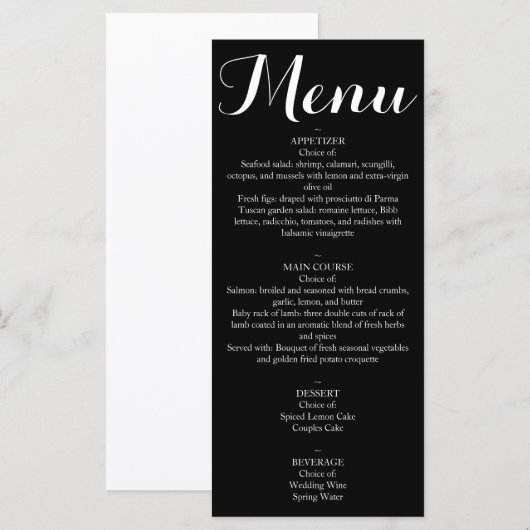 メニュー – スクリプト (正面/裏面)