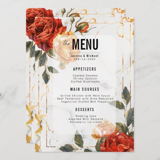 メニュー+ドリンクマーブルドリームオレンジバラ メニュー (正面/裏面)