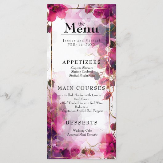 メニュー&ドリンク明るい赤紫色エンチャントメント:水彩 メニュー (正面)