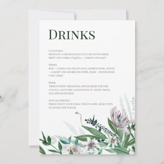 メニュー·ポエツ·ガーデン·ワイルド·ブーケ 招待状 (裏面)