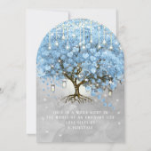 メニュー マソンジャー ブルー ハート リーフ ツリー 水彩 招待状 (裏面)