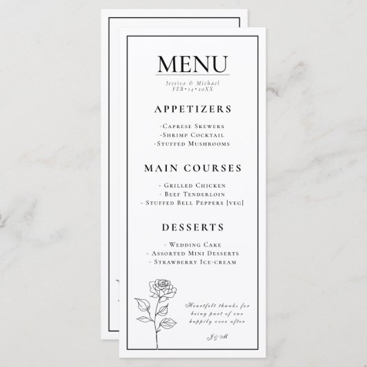 メニュー+素敵な文字タイムレス開花 メニュー (正面/裏面)