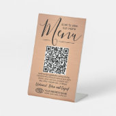 メニューQRコードジェネレータ&ロゴつや消し銅色 台座サイン (正面)