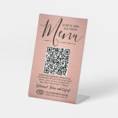 メニューQRコードジェネレータ&ロゴブラシ付きピンクカラー 台座サイン (正面)