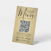 メニューQRコードジェネレータ&ロゴブラシ金ゴールドカラー 台座サイン (正面)