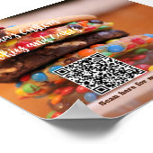 メニューQRコードフォト付きのビジネス名文字 ポスター (角)