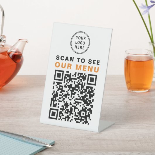 メニューQRコードレストランカフェロゴ 台座サイン (インサイチュ)