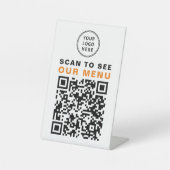 メニューQRコードレストランカフェロゴ 台座サイン (正面)