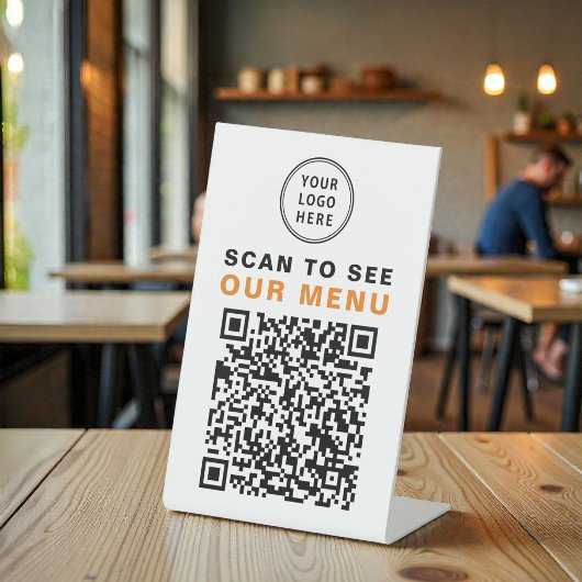 メニューQRコード レストラン カフェ ロゴ 台座サイン