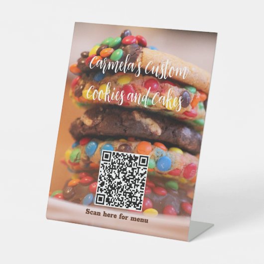 メニューQRコードCookieを使用したビジネス名文字 台座サイン (正面)