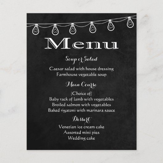 メニュ素朴ー白黒の黒板ライト (正面)