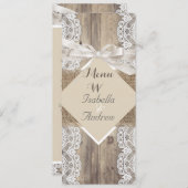 メニュ素朴ー結婚ズベージュホワイトレースウッドラップ2 メニュー (正面/裏面)