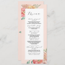 メニュ結婚ーの夏花模様水彩披露宴