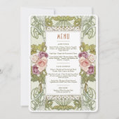 メニュ結婚ーヴィンテージアールヌーボーバイミュシャディナー 招待状 (正面)