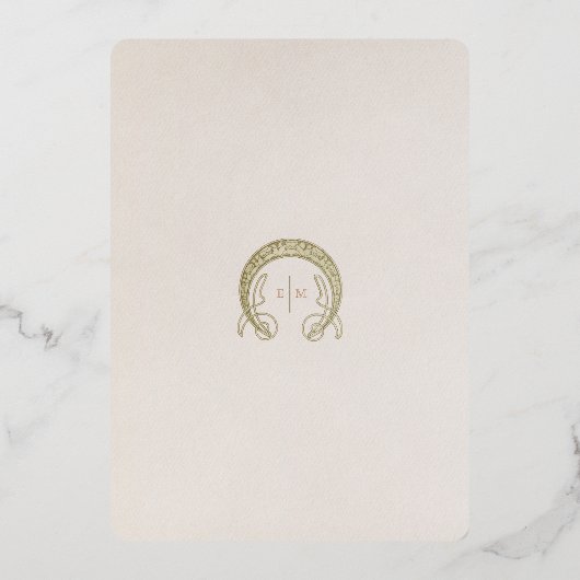 メニュ結婚ーヴィンテージアールヌーボーbyミュシャInvitati 箔招待状 (裏面)