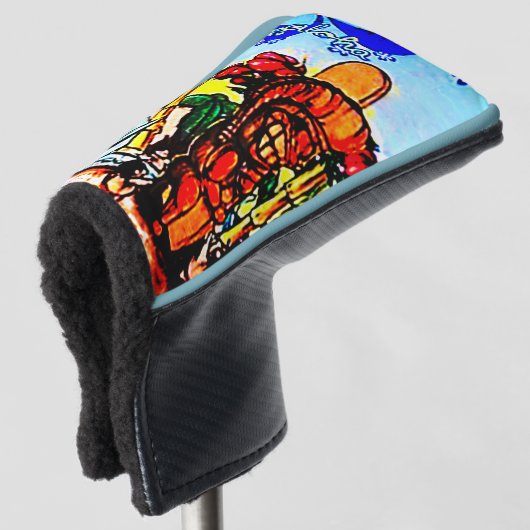 メネフネとハイビスカスの天気像 ゴルフヘッドカバー (3/4 正面)