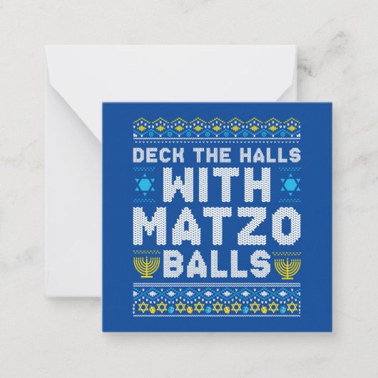 メノラとクリスマスツリーが一緒に飾られた、ハヌカとクリスマスの合同祝祭日、クリシュムカハッピー！ ノートカード (正面)