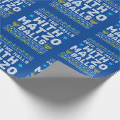 メノラとクリスマスツリーが一緒に飾られた、ハヌカとクリスマスの合同祝祭日、クリシュムカハッピー!! ラッピングペーパー (角)