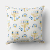 メノラとデビッド・ハヌカーの星パターンTh クッション (裏面)