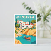 メノルカスペインアートヴィンテージイラストレーション旅行 ポストカード (スタンド正面)