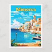 メノルカスペイントラベルアートヴィンテージイラストレーション ポストカード (正面)