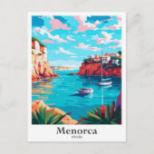 メノルカスペインヴィンテージトラベルポトレイトイラストレーション ポストカード (正面)