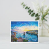 メノルカスペイン美しい油絵を描ランドスケープ ポストカード (スタンド正面)