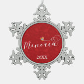 メノルカ国旗のハート、バリ島セラミックオルナム スノーフレークピューターオーナメント (正面)