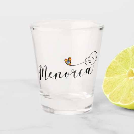 メノルカ国旗のハート、バリ島 ショットグラス (正面)