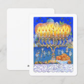 メノーラのグリーティングカード – ユダヤの光の祭り シーズンカード (正面/裏面)