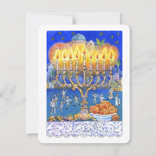 メノーラのグリーティングカード – ユダヤの光の祭典 シーズンカード (正面)