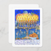 メノーラのグリーティングカード – ユダヤの光の祭典 シーズンカード (正面/裏面)