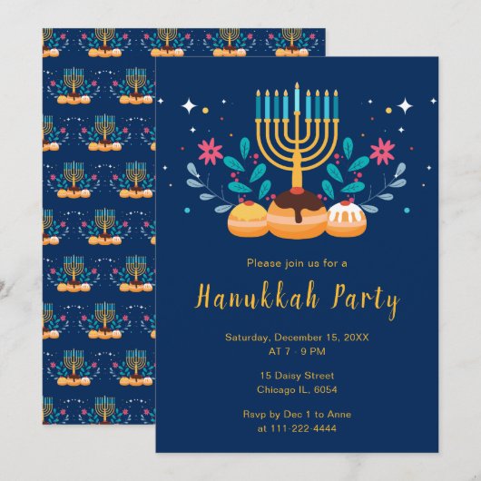 メノーラ ハヌカ パーティー 招待状 (正面/裏面)