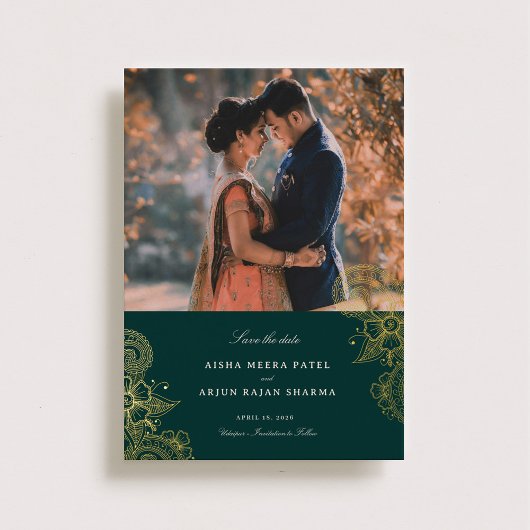 メハモダンディ結婚式の日付を保存 箔招待状