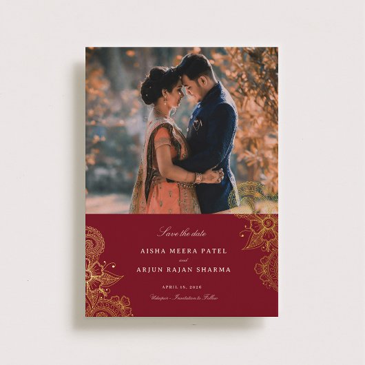 メハモダンディ結婚式の日付を保存 箔招待状