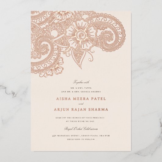 メハモダンディ結婚式招待状 箔招待状 (正面)