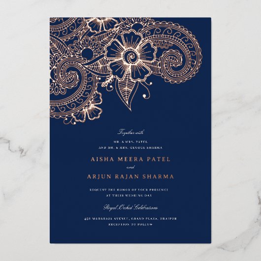 メハモダンディ結婚式招待状 箔招待状 (正面)