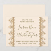 メフェンディインディアンウェディング日付を保存するハムザヘナ セーブザデート (正面/裏面)