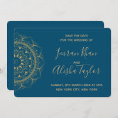 メフェンディインディアンウェディング日付を保存するハムザヘナ セーブザデート (正面/裏面)