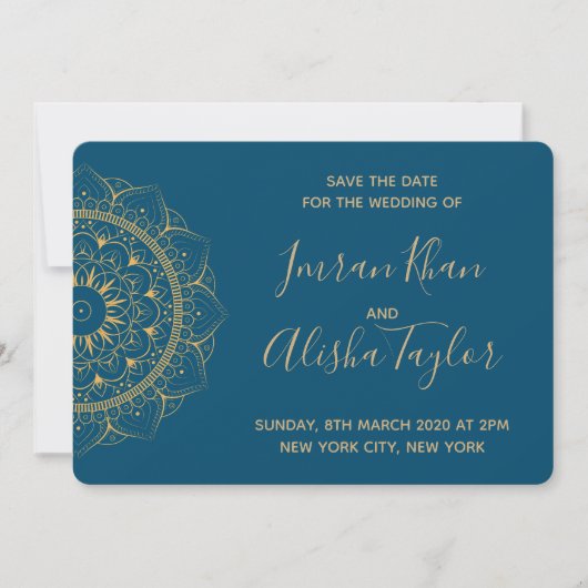 メフェンディインディアンウェディング日付を保存するハムザヘナ セーブザデート (正面)