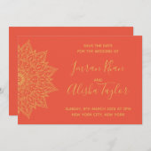 メフェンディインディアンウェディング日付を保存するハムザヘナ セーブザデート (正面/裏面)